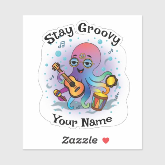 Custom Sticker | Retro Octopus | Name & Text (Vel)