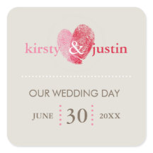 CUSTOM STICKER SEAL schattig bruiloft vingerafdruk