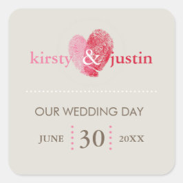 CUSTOM STICKER SEAL schattig bruiloft vingerafdruk