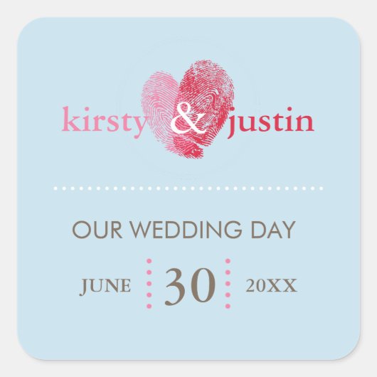 CUSTOM STICKER SEAL schattig bruiloft vingerafdruk (Voorkant)