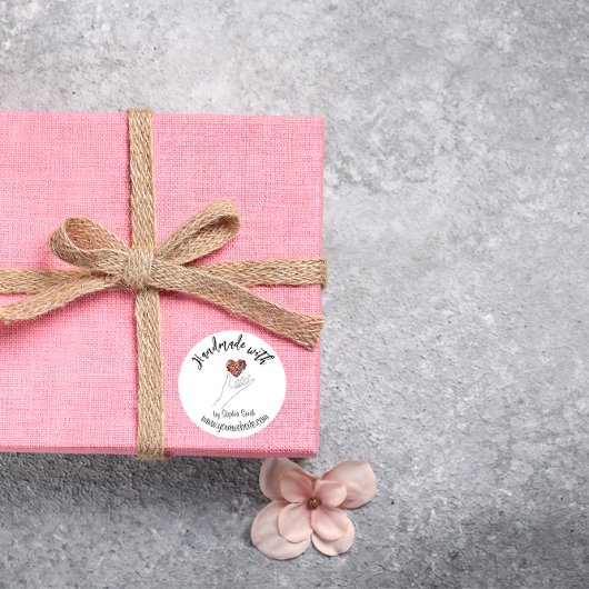 Custom Stickers Handmade with Love elegant white