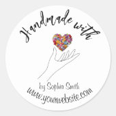 Custom Stickers Handmade with Love elegant white (Voorkant)