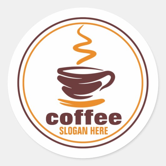 Custom stickers with coffee cup and beans logo (Voorkant)