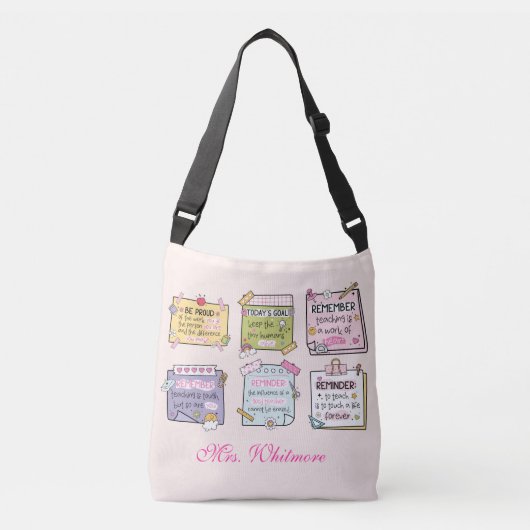 Custom Sticky Note Reminder Teacher Back to School Crossbody Tas (Voorkant)