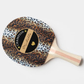 Custom Stijlvol Bruin Zwart Wit Luipaard Kampioen Tafeltennisbatje (Zijkant)