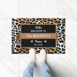 Custom Stijlvolle Bruin Zwart Wit Luipaard Print Deurmat