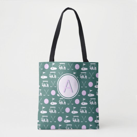 CUSTOM STIJLVOLLE LADY GOLFER MONOGRAM TOTE BAG (Voorkant)