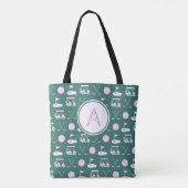 CUSTOM STIJLVOLLE LADY GOLFER MONOGRAM TOTE BAG (Achterkant)