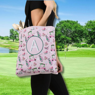 CUSTOM STIJLVOLLE LADY GOLFER MONOGRAM TOTE BAG