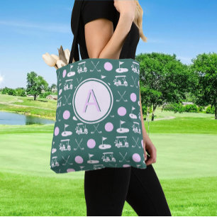 CUSTOM STIJLVOLLE LADY GOLFER MONOGRAM TOTE BAG