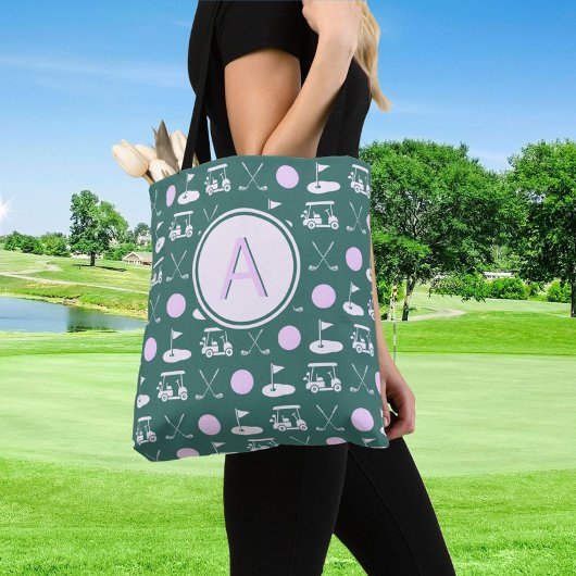 CUSTOM STIJLVOLLE LADY GOLFER MONOGRAM TOTE BAG