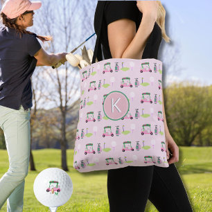 CUSTOM STIJLVOLLE LADY GOLFER MONOGRAM TOTE BAG