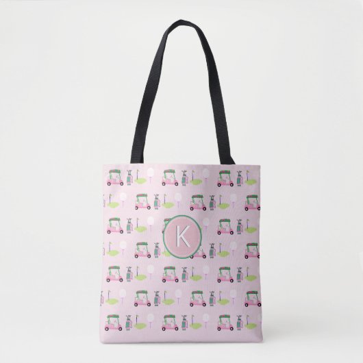 CUSTOM STIJLVOLLE LADY GOLFER MONOGRAM TOTE BAG (Voorkant)