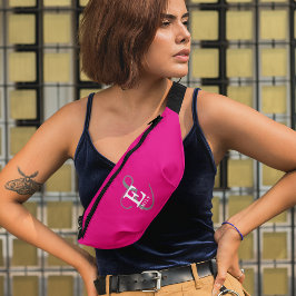 Custom Stijlvolle Monogram Typografie Hot Pink Heuptasje