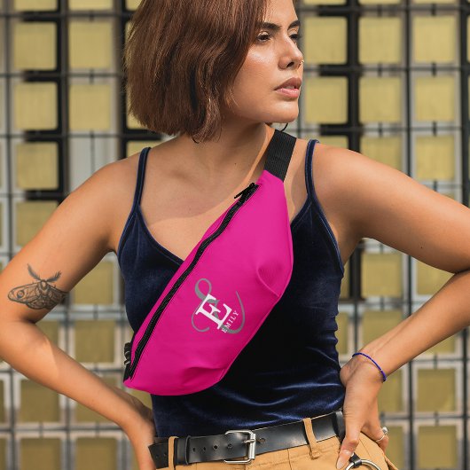 Custom Stijlvolle Monogram Typografie Hot Pink Heuptasje