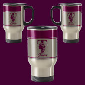 Custom Stijlvolle Roze Naam Monogram Letter (T) Reisbeker