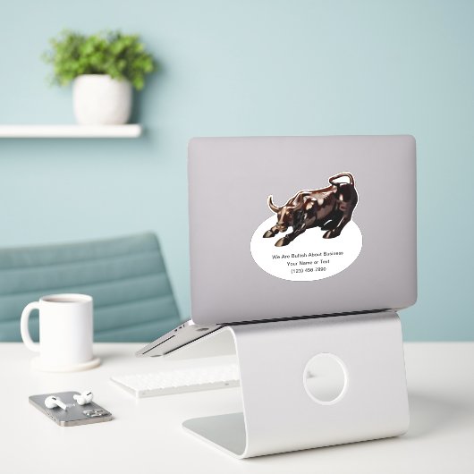 Custom Stock Market Thema Bullish Sticker Labels (Laptop op bureau)
