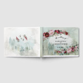 Custom Stoffig Roos Bourgogne Woodland Wedding Gastenboek (Volledig)