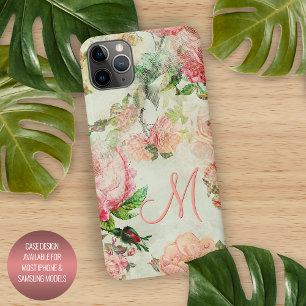 Custom  Stoffig Roze Bloemen Roos Patroon iPhone 11Pro Max Hoesje