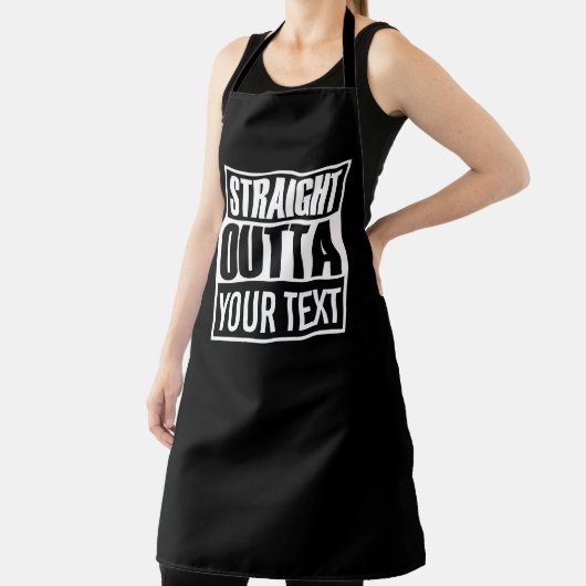 Custom STRAIGHT OUTTA zwart-wit Schort (Insitu)