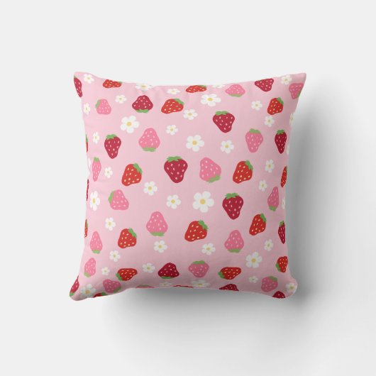 Custom Strawberry & Daisy Baby Pillow Kussen (Achterkant)