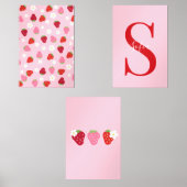 Custom Strawberry & Daisy Wall Art Set  (Voorkant)