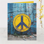 Custom Street Graffiti Peace Sign Blauw Geel Kaart (Gele Bloem)