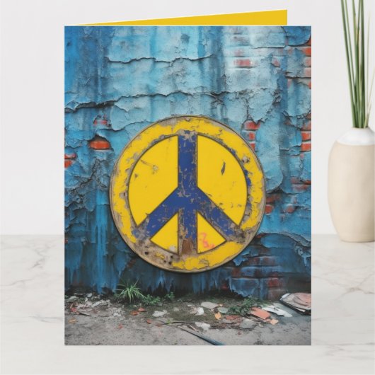 Custom Street Graffiti Peace Sign Blauw Geel Kaart (Voorkant)