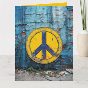 Custom Street Graffiti Peace Sign Blauw Geel Kaart