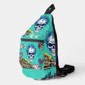 Custom streetart spookachtige schedel Graffiti bla Sling Bag (Rechterhoek)