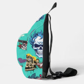 Custom streetart spookachtige schedel Graffiti bla Sling Bag (Rechts)