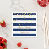 Custom Stripes Navy Blue Gold Wedding Jubileum Servetten (Insitu)