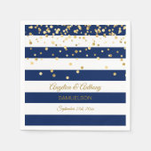 Custom Stripes Navy Blue Gold Wedding Jubileum Servetten (Voorkant)