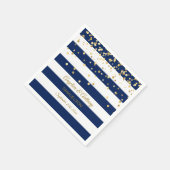 Custom Stripes Navy Blue Gold Wedding Jubileum Servetten (Hoek)