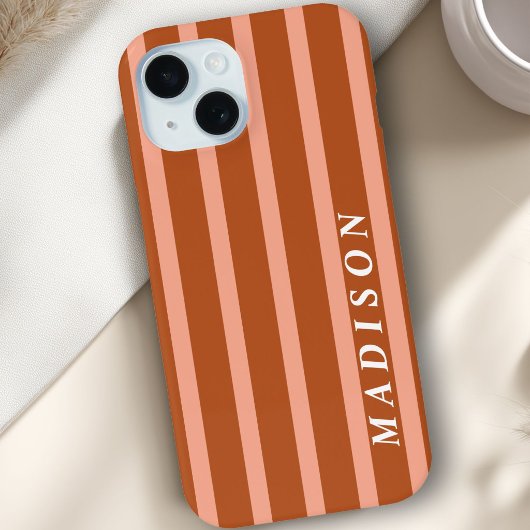 Custom Stripes Peach Brown Case-Mate iPhone Case