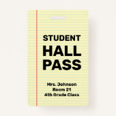 Custom Student Hall Pass Badge (Achterkant)