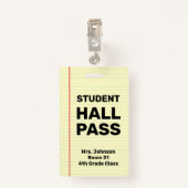 Custom Student Hall Pass Badge (Achterkant met clip)