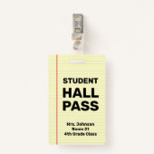 Custom Student Hall Pass Badge (Voorkant met clip)