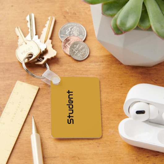 Custom Student Zwart Tekst Kleur Aluminium Rechtho Sleutelhanger (Bureau)