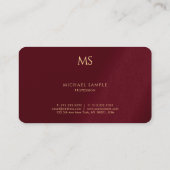 Custom Stylish Gold Text Monogram Luxurious Silk Visitekaartje (Achterkant)