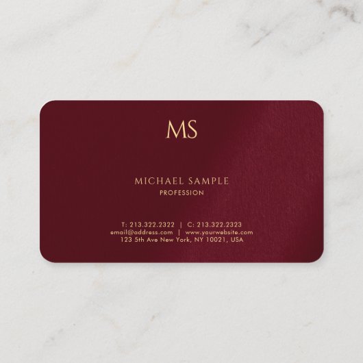 Custom Stylish Gold Text Monogram Luxurious Silk Visitekaartje (Achterkant)