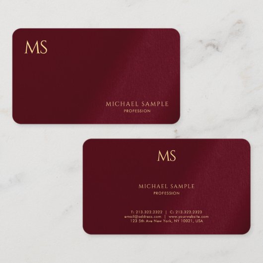 Custom Stylish Gold Text Monogram Luxurious Silk Visitekaartje (Voorkant / Achterkant)