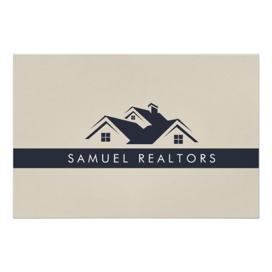 Custom Stylish Modern Real Estate Home Logo Perfect Poster (Voorkant)