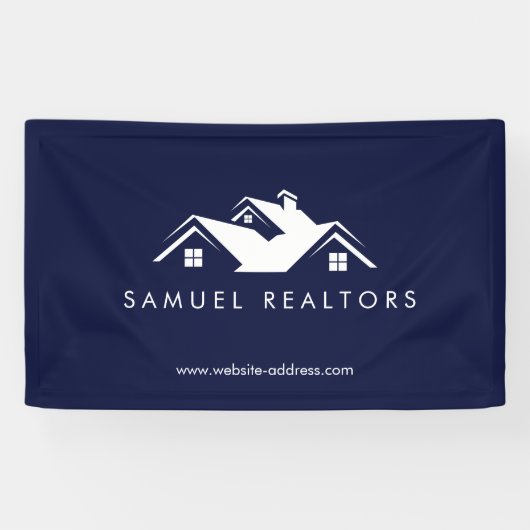Custom Stylish Modern Real Estate Home Logo Spandoek (Horizontaal)