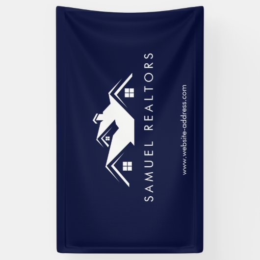 Custom Stylish Modern Real Estate Home Logo Spandoek (Verticaal)