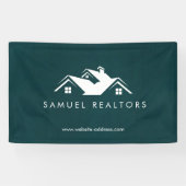 Custom Stylish Modern Real Estate Home Logo Spandoek (Horizontaal)
