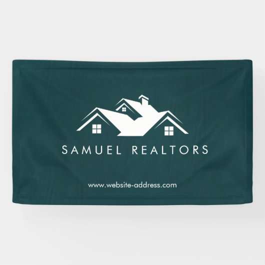 Custom Stylish Modern Real Estate Home Logo Spandoek (Horizontaal)