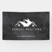 Custom Stylish Modern Real Estate Home Logo Spandoek (Horizontaal)