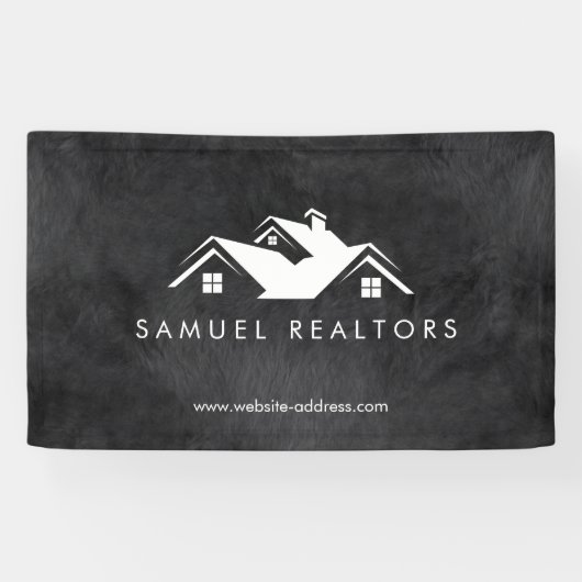 Custom Stylish Modern Real Estate Home Logo Spandoek (Horizontaal)