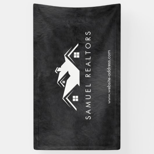 Custom Stylish Modern Real Estate Home Logo Spandoek (Verticaal)